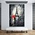 お買い得  風景画-手描きのパリのロマンス油絵手作りパリのストリートシーンキャンバス赤い傘を持つ女性絵画壁アート黒と白の色のタッチエッフェル塔油絵フランス大きなアートワーク