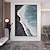 baratos Pinturas de Paisagens-praia pintada à mão preto branco azul ondas abstrata arte de parede detalhes texturizados grossos pincelada pesada extra grande pintura minimalista decoração de casa moldura esticada pronta para