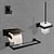 billige Tilbehørssett til badet-veggmontert baderomshylle og håndklestativ sett - plass aluminiumsarrangør for toalett - svart håndkleholder for badehåndklær, ingen drill nødvendig