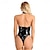 billige Sexet lingeri-dame sexet sort patent læder udskæring i ét stykke med metalkæde undertøj