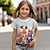 preiswerte Oberteile-3D-Hunde-T-Shirts für Mädchen, kurzärmelig, 3D-Druck, Sommer, aktiv, modisch, niedlich, Polyester, Kinder 3–12 Jahre, Rundhalsausschnitt, Outdoor, lässig, täglich, normale Passform