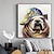 preiswerte Tiergemälde-Künstlerdesign, lustiger Hund mit buntem Hut, Ölgemälde auf Leinwand, handgemaltes, modernes Kunst-Ölgemälde mit lustigem Hund
