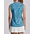 billiga Designerkollektion-Dam Vandringspolotröja Blå Ärmlös Överdelar Paisley Golfkläder för damer Kläder Outfits Bär kläder