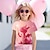 Недорогие Топы-Девочки 3D Мультипликация Динозавр Футболка Рубашки Розовый С короткими рукавами 3D печать Лето Активный Мода Симпатичные Стиль Полиэстер Дети 3-12 лет Вырез под горло на открытом воздухе Повседневные