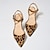 cheap Women&#039;s Heels-Women&#039;s Heels Pumps Lace Up Sandals Strappy Sandals Office Work Daily Leopard Block Heel Pointed Toe Elegant Fashion Comfort Microbial Leather Leopard