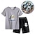 billige Sett-2 stk t-skjorte for gutter&amp;amp; shorts antrekk tegneserie kortermet bomullssett tilfeldig kjølig sommer vår 7-13 år med vann og land kjøretøy sommer leke