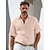 levne luxusní lněné košile-45% len Pánské plátěná košile Popover košile Letní košile Plážová košile Bílá Světlá růžová Béžová Krátký rukáv Bez vzoru Klopa Léto Venkovní Denní Oblečení