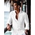 cheap Luxury Linen Shirts-45% Linen Pocket Men&#039;s Linen Shirt Shirt Button Up Shirt Summer Shirt Black White Blue Long Sleeve Plain Lapel Spring &amp;  Fall Outdoor Daily Clothing Apparel