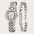 tanie Zegarki kwarcowe-2 sztuk/zestaw zestaw zegarków dla kobiet - shinny rhinestone moda gwiaździste niebo cyfrowa tarcza zegarek kwarcowy pierścionki naszyjnik kolczyki zestaw biżuterii walentynki prezenty na dzień matki