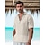 preiswerte Luxus-Leinenhemden-45 % Leinen Herren leinenhemd Popover-Shirt Sommerhemd Strandhemd Weiß Rosa Beige Kurzarm Glatt Kargen Sommer Outdoor Täglich Bekleidung