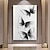 billiga Djurmålningar-handmålad svart och vit fjäril texturerat målning palettkniv fjärilskonstverk modern texturerat djurmålning vardagsrum väggdekor heminredning sträckt ram redo att hängas