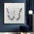 זול ציורי בעלי חיים-ציור פרפר לבן צבוע ביד על קנבס ציור פרפר מקורי אבסטרקטי אמנות קיר במרקם תלת מימדי פרפר עיצוב קיר סלון מסגרת מתוחה מוכנה לתליה או לא ממוסגר