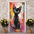 ieftine Capacele ușilor-pictură pisică animale huse de ușă decor murale tapiserie ușă perdea decor decorare fundal ușă banner detașabil pentru ușa din față de interior în aer liber decorarea camerei de acasă furnituri de