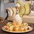 baratos Decoração de casa-Conjunto de cafeteira turca de metal vintage conjunto de chá estilo europeu 6 xícaras de café de luxo bandeja de chá artesanal e bule para servir chá zamzam café