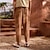 tanie lniane spodnie-Męskie Lniane spodnie Spodnie Letnie spodnie Spodnie plażowe Kieszeń Ściągana na sznurek Elastyczny pas Równina Komfort Oddychający Codzienny Święto Urlop Hawajskie Boho Brązowy