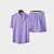 cheap Men&#039;s-Men&#039;s Matching Sets Pink Shirt Button Up Shirt Casual Shirt Shorts Beach Shorts Sets Short Sleeve Band Collar Vacation Casual Daily Plain 2 Piece 100% Cotton Spring &amp; Summer