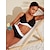 billige designer badetøj-kronbladskant langline trekantet bikinisæt sort og hvid