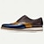 baratos Sapatos Oxford para Homem-Homens Tênis sociais Couro Couro de grão integral italiano Antiderrapante Com Cadarço Marrom / Azul