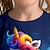 economico Top-T-shirt per ragazze con unicorno 3D manica corta stampa 3D estate attiva moda carino poliestere bambini 3-12 anni girocollo all&#039;aperto casual quotidiano vestibilità classica