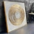 preiswerte Abstrakte Gemälde-Abstraktes Goldkreis-Ölgemälde auf Leinwand, handgemaltes Goldkreisgemälde, originales abstraktes Ölgemälde mit Blattgoldstruktur für moderne Wohnzimmerwandkunst ohne Rahmen