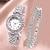 tanie Zegarki kwarcowe-2 sztuk/zestaw zestaw zegarków dla kobiet - shinny rhinestone moda gwiaździste niebo cyfrowa tarcza zegarek kwarcowy pierścionki naszyjnik kolczyki zestaw biżuterii walentynki prezenty na dzień matki