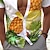 billige Hawaii-skjorte til mænd-Ananas Tropisk Ferie Hawaiiansk Herre Skjorte udendørs Hawaiiansk Ferie Sommer Alle årstider Aftæpning Kortærmet Blå Mørkegrøn Orange S M L Skjorte