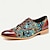 Недорогие Мужские оксфорды-мужские модельные туфли красно-коричневые кожаные с цветочной вышивкой оксфорды из натуральной натуральной кожи из натуральной кожи, противоскользящие на шнуровке