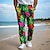 Недорогие мужские классические брюки с 3D-принтом-Гавайские мужские курортные классические брюки с 3D-принтом для отдыха в ананасе, прямые брюки из полиэстера с плоской передней частью и средней талией, брюки для отдыха на открытом воздухе,