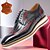 cheap Men&#039;s Oxfords-Men&#039;s Dress Sneakers Leather Italian Full-Grain Cowhide Slip Resistant Lace-up Black