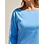 economico Top da donna Basic-maglietta Per donna Blu chiaro Anguria in polvere Bianco Tinta unita / tinta unita Di base Morbido Giornaliero S