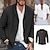 cheap Men&#039;s-Men&#039;s Matching Sets Black Linen Shirt Summer Shirt Beach Shirt Lightweight Jacket Blazer Sets Long Sleeve Lapel Outdoor Daily Plain 2 Piece Polyester Spring &amp;  Fall