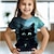halpa Yläosat-Tyttöjen 3D Kissa T-paita Paidat Lyhythihainen 3D-tulostus Kesä Aktiivinen Muoti söpö tyyli Polyesteri Lapset 3-12 vuotta Tiukka pyöreä kaula-aukko ulko- Kausaliteetti Päivittäin Normaali