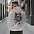 tanie męskie bluzy 3d-Szkielet Wąż Męskie punkowy gotyk Druk 3D Bluza z Kapturem Impreza Święto Streetwear Z kapturem Czarny Biały Długi rękaw Kaptur Nadruk Przednia kieszeń Wiosna i jesień Projektant Bluza z kapturem