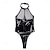 billige Sexet lingeri-dame sexet sort patent læder udskæring i ét stykke med metalkæde undertøj