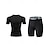 cheap Men&#039;s Active Tees &amp; Tanks-Men&#039;s Compression Tops Shorts and T Shirt Set Sports T-Shirt Crew Neck Short Sleeve Outdoor Daily Running Gym Fast Dry Breathable 2 Piece Plain Black White Activewear Sport Casual