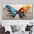 levne Zvířecí malby-ručně malované barvitý létající motýl domácí výzdoba malba ručně vyráběné zvíře motýla malba barvitý nástěnná výzdoba abstraktní umění impresionistické umění no frame