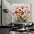 olcso Virág-/növénymintás festmények-impresszionizmus absztrakt paletta kés virágok fal művészet kézzel festett 3d virágos festmény kézzel készített színes 3d texturált festmények modern dekoratív festmények keret nélkül