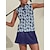 ieftine Colecția de designer-Pentru femei Tricou POLO Bleumarin Fără manșon Topuri Frunză Vestimenta Golf Doamnelor Haine Ținute Poartă Îmbrăcăminte