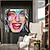 cheap People Paintings-Handmade Oil Painting Acrylic Canvas Wall Art Decoration Pop Art Women Face Knife Drawing for Home Decor Rolled Frameless Unstretched Painting