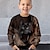 billiga Huvtröjor och sweatshirts-Pojkar 3D Katt Tröja Pullover Långärmad 3D-tryck Vår Höst Mode Streetwear Häftig Polyester Barn 3-12 år Rund hals Utomhus Ledigt Dagligen Normal