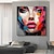 cheap People Paintings-Hand painted Colorful Beautiful Girl Woman Face Abstract Oil Painting Home Room Decorative Painting Canvas Wall Art Living Room Bedroom Painting No Frame