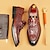 abordables Zapatillas sin cordones y mocasines de hombre-mocasines de hombre de piel con estampado de cocodrilo marrón vintage