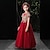 cheap Party Dresses-Kids Girls&#039; Party Dress Solid Color Short Sleeve Performance Wedding Mesh Princess Sweet Mesh Mid-Calf Sheath Dress Tulle Dress Flower Girl&#039;s Dress Summer Spring Fall 2-12 Years Red