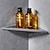 olcso Fürdőszobai polcok-zuhanykabin 304 rozsdamentes acél vastagított sarokpolc, háromszög alakú tároló állvány, fürdőszobai polc szálcsiszolt vagy polírozott felülettel, falra szerelhető, matt fekete csiszolt arany színben