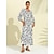 billige uformell kjole med trykk-sateng floral geometrisk maxi kjole