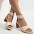 voordelige Dameshakken-Dames Hoge hakken Sandalen Schoenen voor Extra Lengte Kantoor Werk Dagelijks Strass Wig Open teen Elegant Modieus Casual Microbieel leer Gesp Zwart Bruin Beige