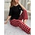 cheap Women&#039;s Sleepwear-Women&#039;s Pajamas Sets Heart Grid / Plaid Fashion Comfort Home Daily Bed Polyester Breathable Crew Neck Short Sleeve T shirt Tee Pant Elastic Waist Summer Spring Black Red