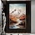 זול ציורי נוף-קנבס מצויר ביד יפה הרים נהר שקיעה נוף קיר אמנות לסלון עבודת יד נוף הרים טבע תמונת בית קיר עיצוב סלון