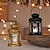 preiswerte Dekorative Lichter-Ramadan Dekoration Eid Laterne Schloss Nachtlicht LED Atmosphäre Retro Pferdelaterne Outdoor Camping Eisen tragbare Lampe golden schwarz