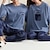 cheap Trendy-Couple&#039;s Pajamas Sleepwear Graphic Casual Weekend Print Blue Long Sleeve Daily Round Neck Spring &amp;  Fall